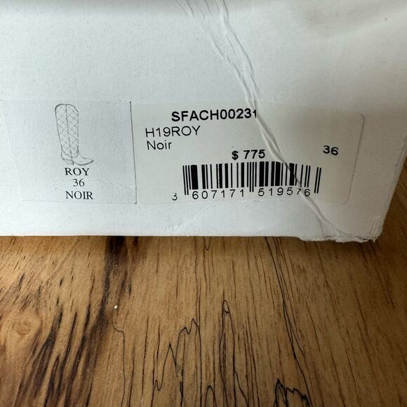 Sandro Quilted Leather Tall Cowboy Boots in Black - Picture 9 of 9